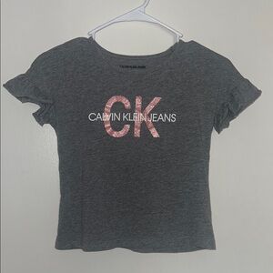 Calvin Klein Jeans Gray and Pink Kids Tee (M)